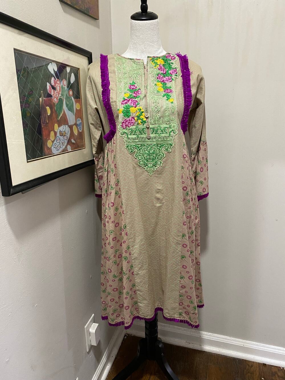 The Fads Dress EU Size 38 = US 6 = US Small Embroidered Dress with Tassels